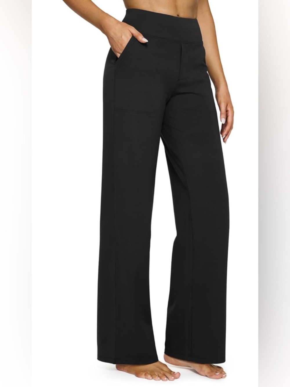 Black Wide Leg Yoga Dress Pants – High Waist – 31” Inseam